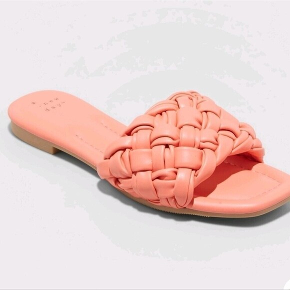 A new day Pink Carissa Woven Slide Sandals NWT Size 8 Summer Chic - Picture 3 of 5